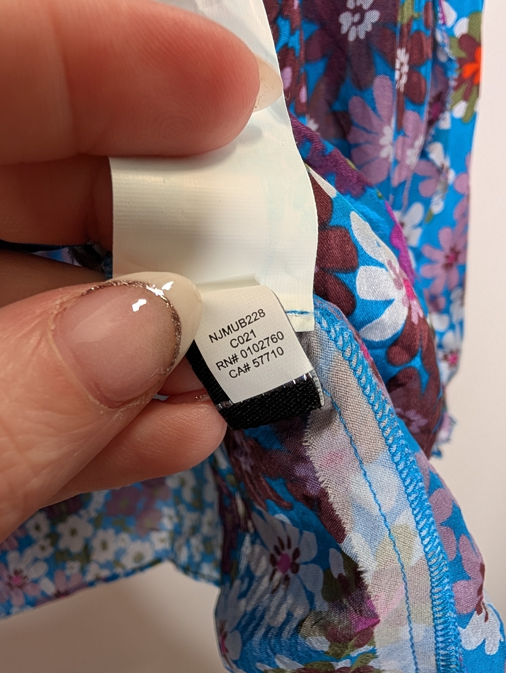 Kate Spade Pacific Petals Silk Floral Blouse Blue Sheer Ruffle Sleeve Top Small - Picture 7 of 8